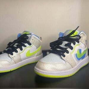 Jordan Kids Sneakers White and Neon Green